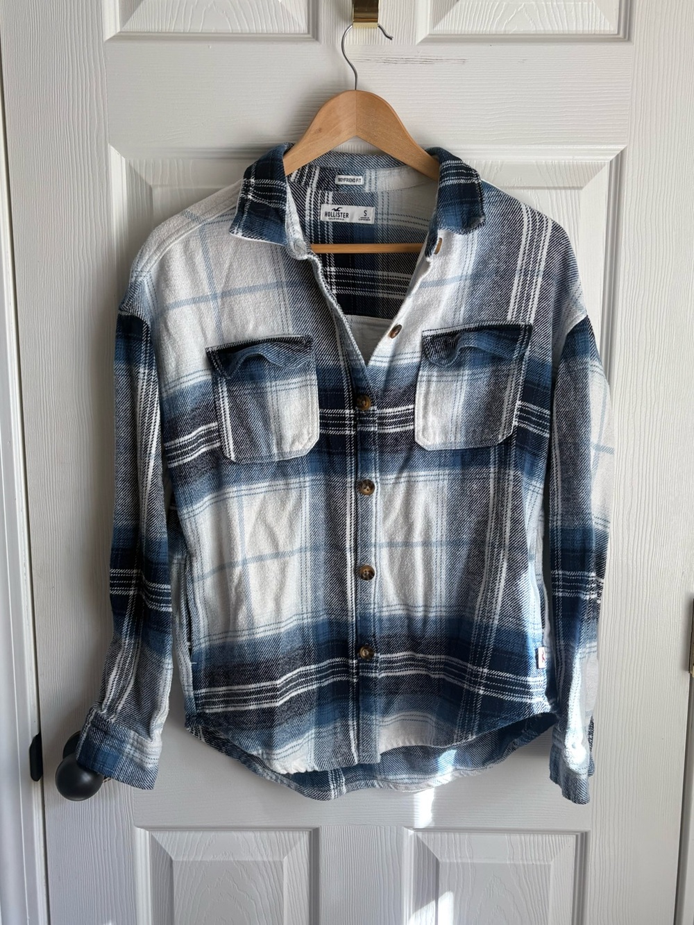 Hollister Blue and White Plaid Button-Down Shirt